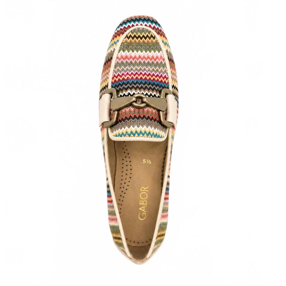 Gabor Multicolor Zigzag Pattern Loafers with Cream Trim Size 8 - Picture 3 of 3